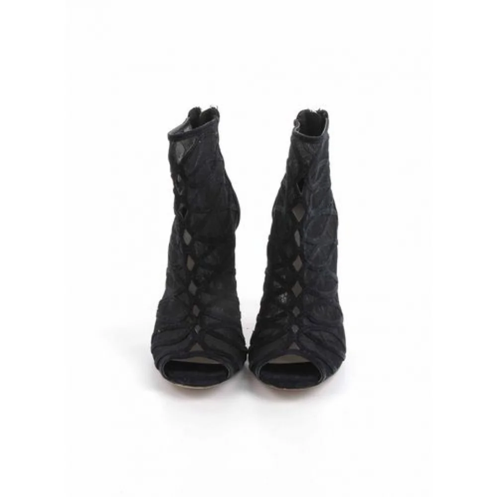 KAREN MILLEN Black Sheer Peep Toe Ankle Booties NWOT - Picture 5 of 14